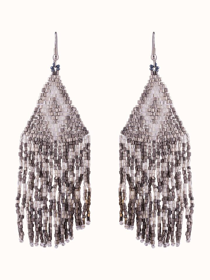 Front view of Handcrafted Drop Earrings showcasing vibrant colors and artisan design