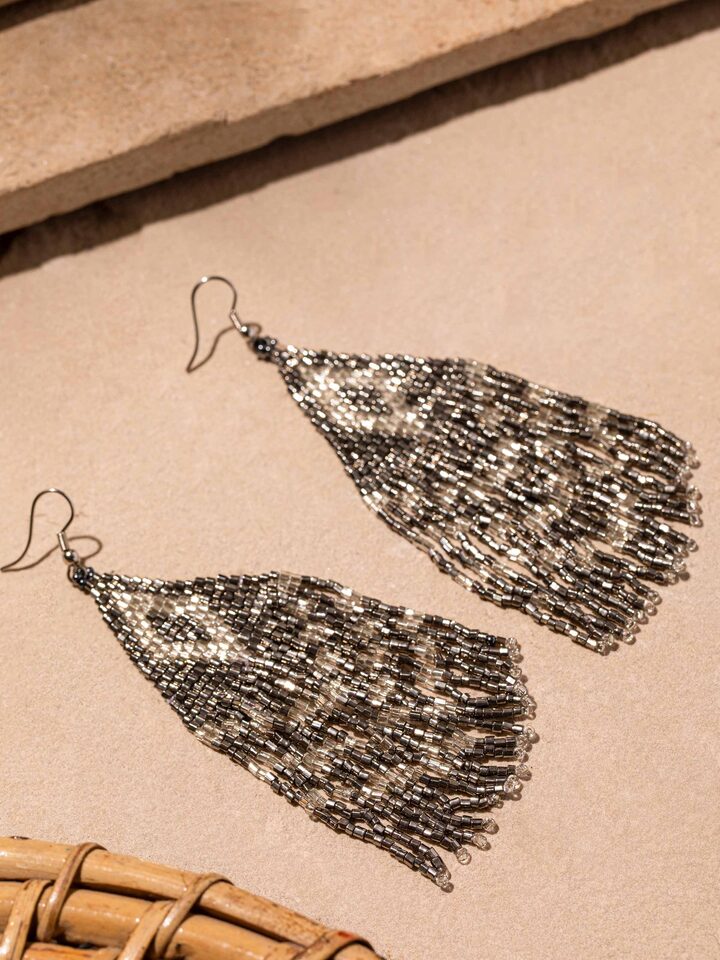 Detailed shot of Handcrafted Drop Earrings showing vibrant colors and fine craftsmanship