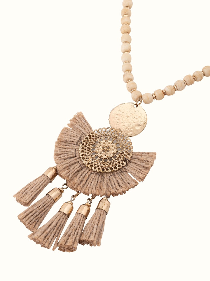 Angled view of Handcrafted Long Necklace emphasizing the overall design and craftsmanship.