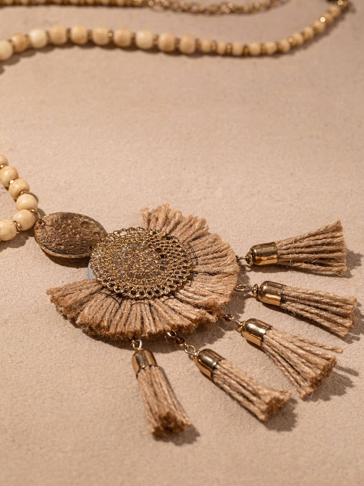 Detailed view of Handcrafted Long Necklace focusing on intricate detailing and craftsmanship.