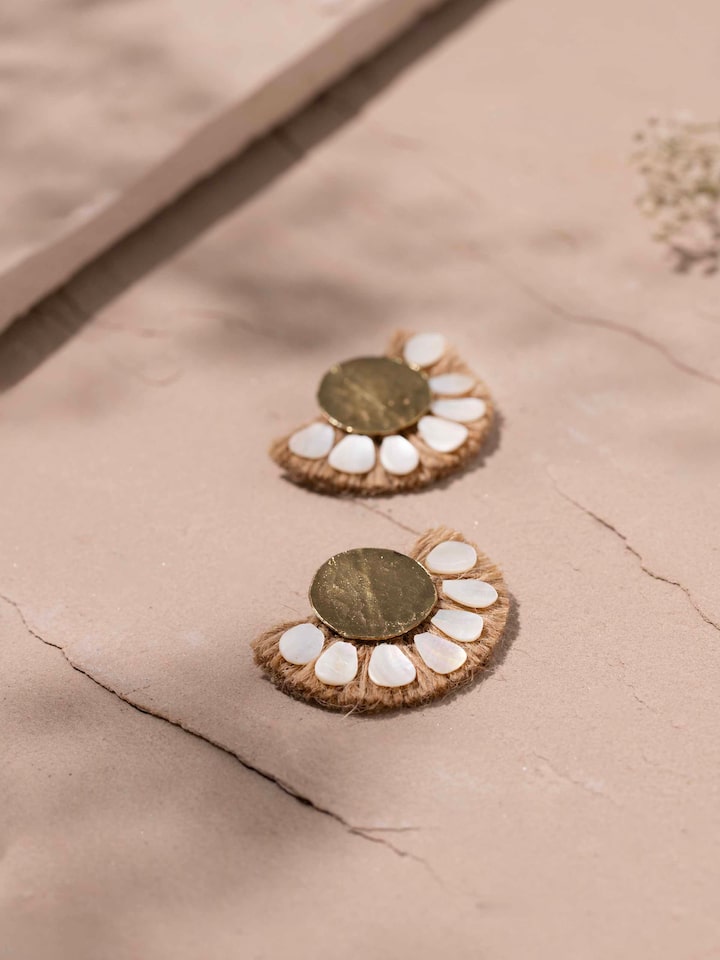 Back view of Handcrafted Drop Earrings showing clasp and design features.