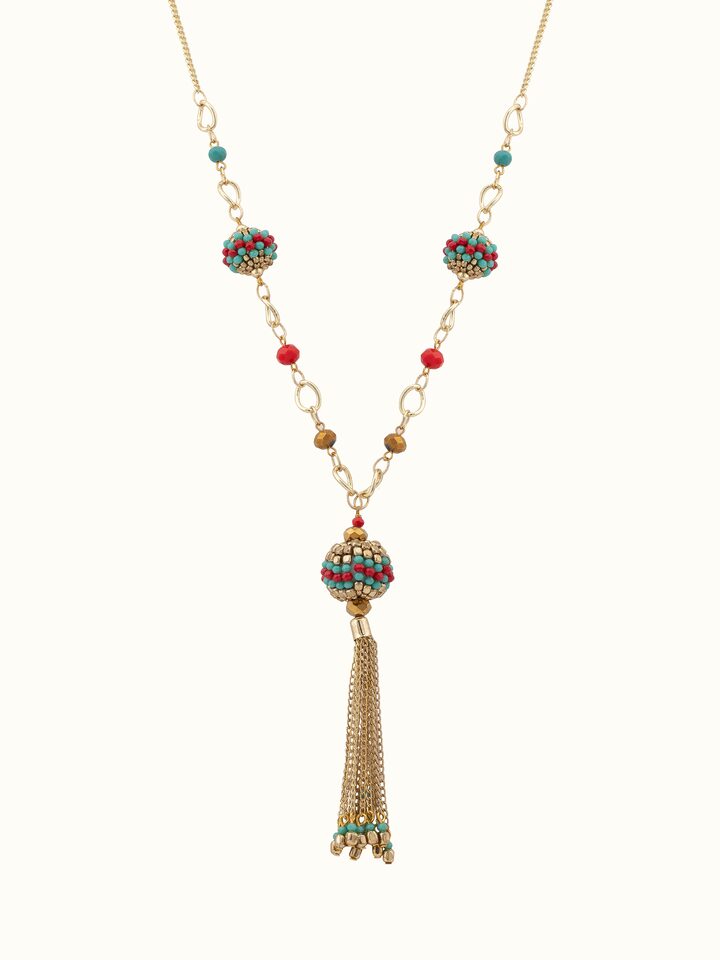 Front view of Handcrafted Long Necklace featuring elegant design