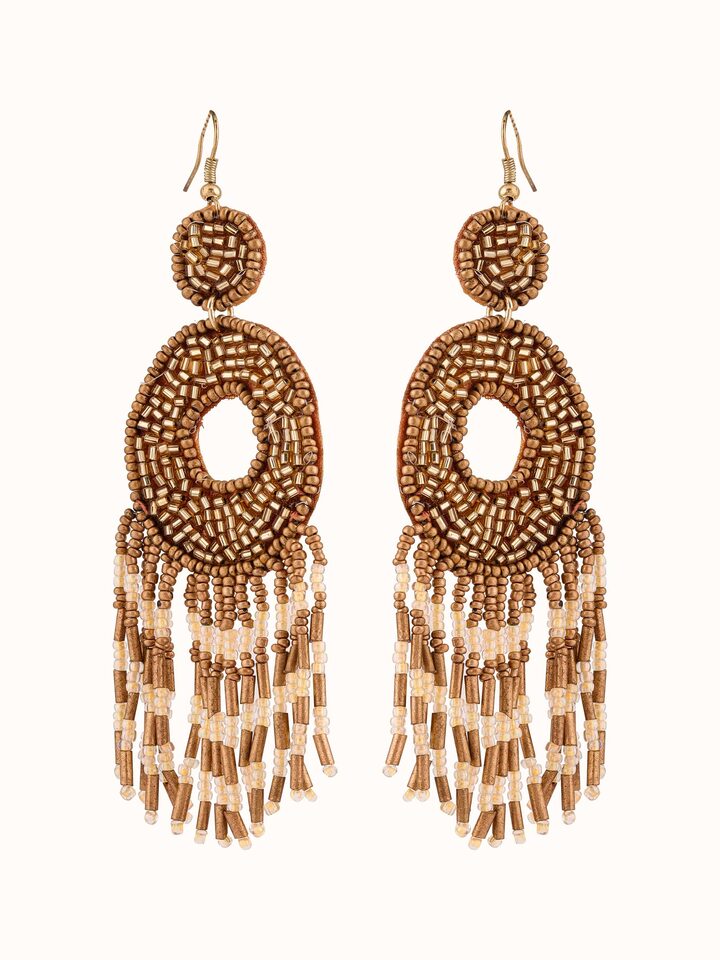 Front view of Handcrafted Drop Earrings featuring unique and intricate handcrafted design.