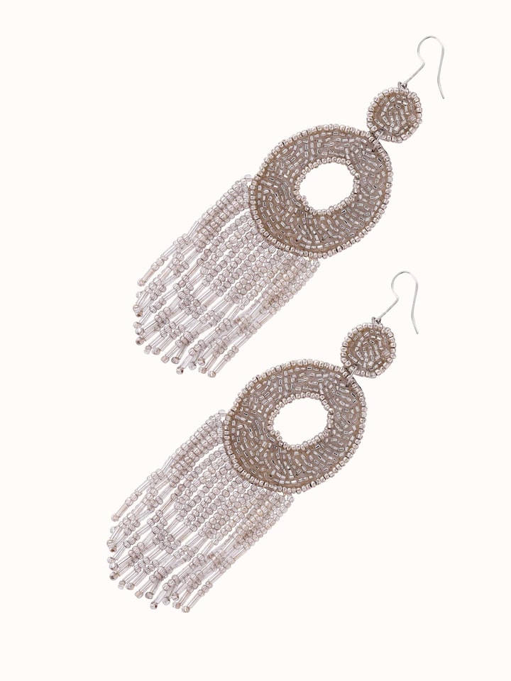 Angled view of Handcrafted Drop Earrings emphasizing the design and craftsmanship.
