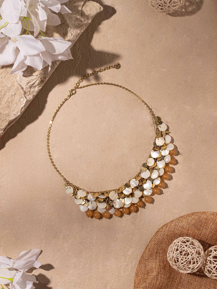 Angled view of Handcrafted Collar Necklace highlighting the elegant design and high-quality finish.
