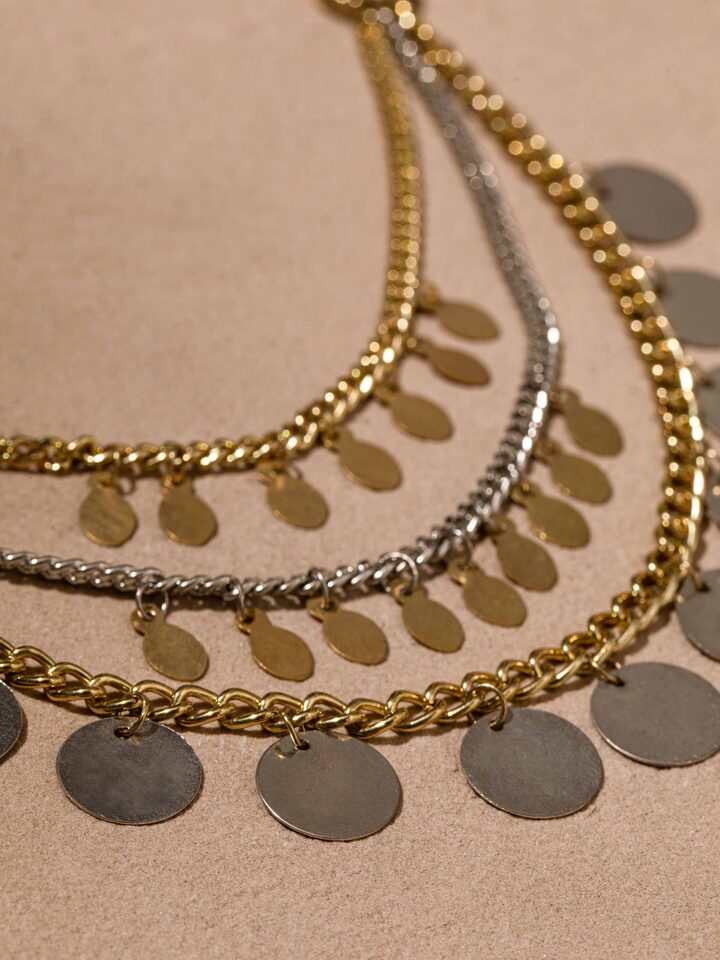 Back view of handcrafted long necklace showcasing the secure clasp and overall design.