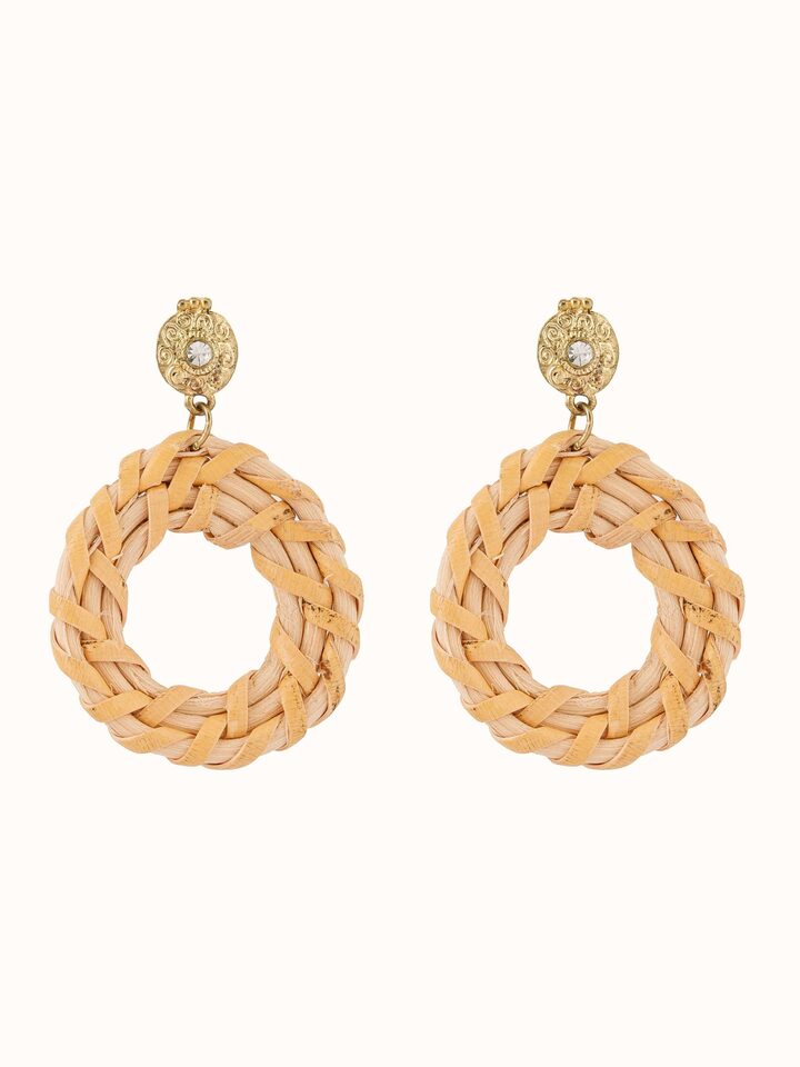 Front view of Handcrafted stud earrings showcasing intricate design