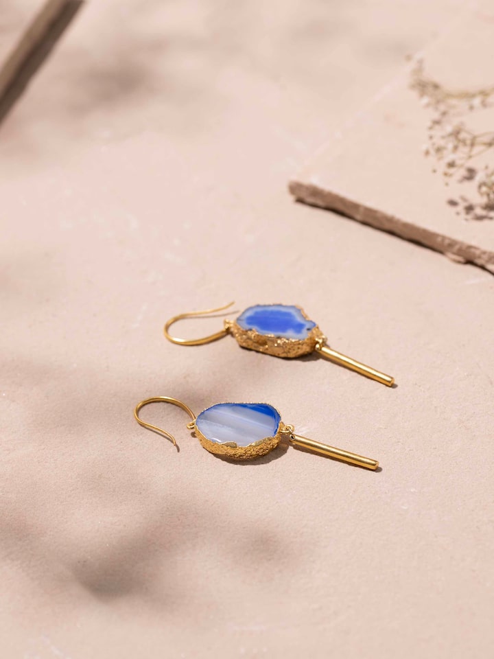 Back view of Agate Drop Earrings showing the secure backing and overall design.