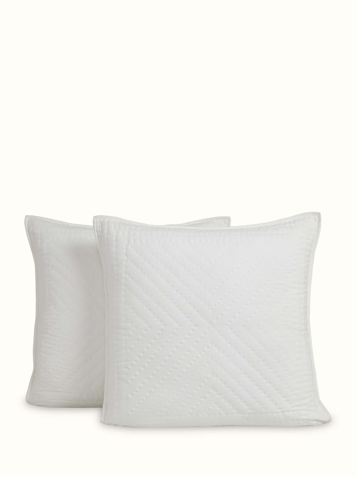 Kapasa off-white textured stripe cotton handloom euro shams (2 pcs) featuring a subtle striped pattern on off-white cotton.