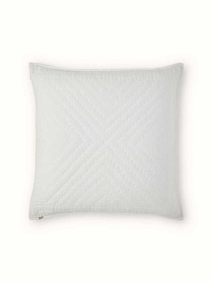 Kapasa off-white textured stripe cotton handloom euro shams (2 pcs) folded to reveal the fabric texture and stripe detail.