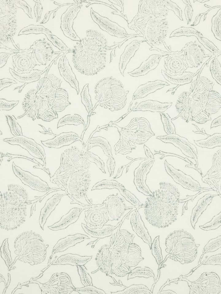 Angled view of Samaha Allover Grey Floral Cotton Sanganeri Block Printed Dinner Napkins (6 pcs), displaying their design and texture.