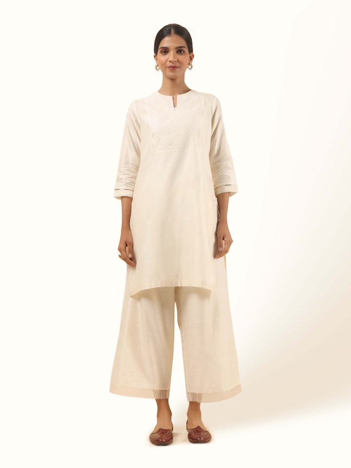 Off-white Cotton Silk Chanderi Tunic