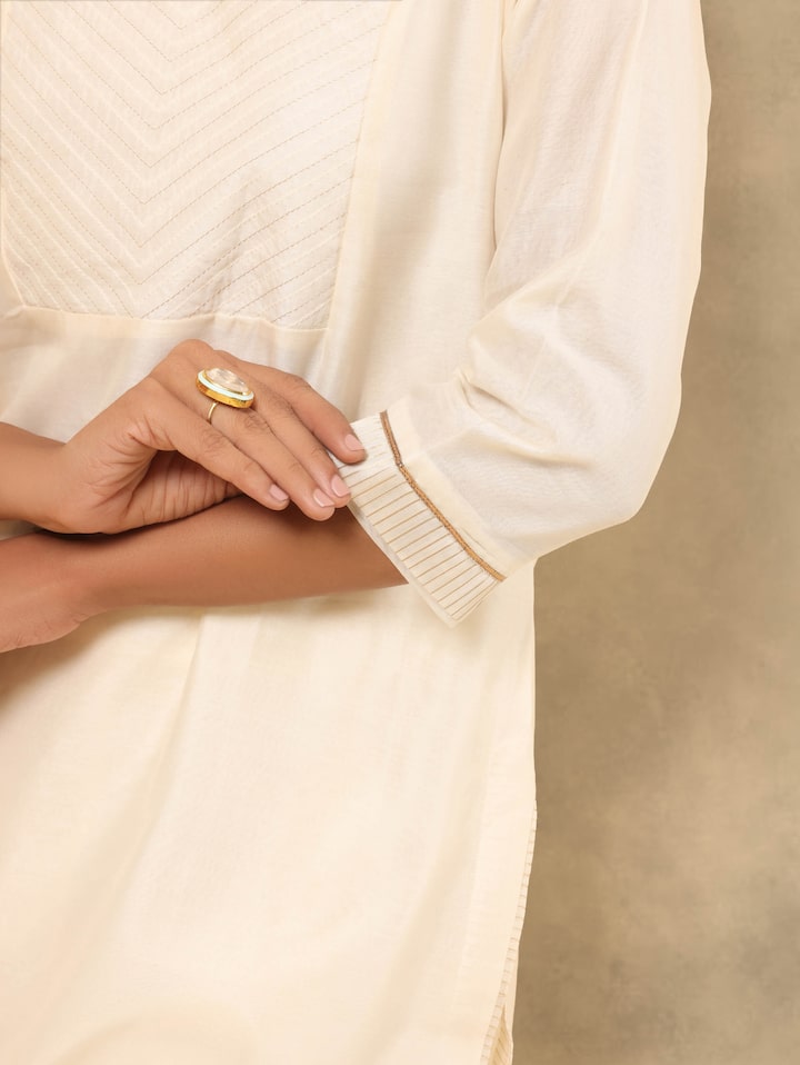 Off-white Cotton Silk Chanderi Tunic