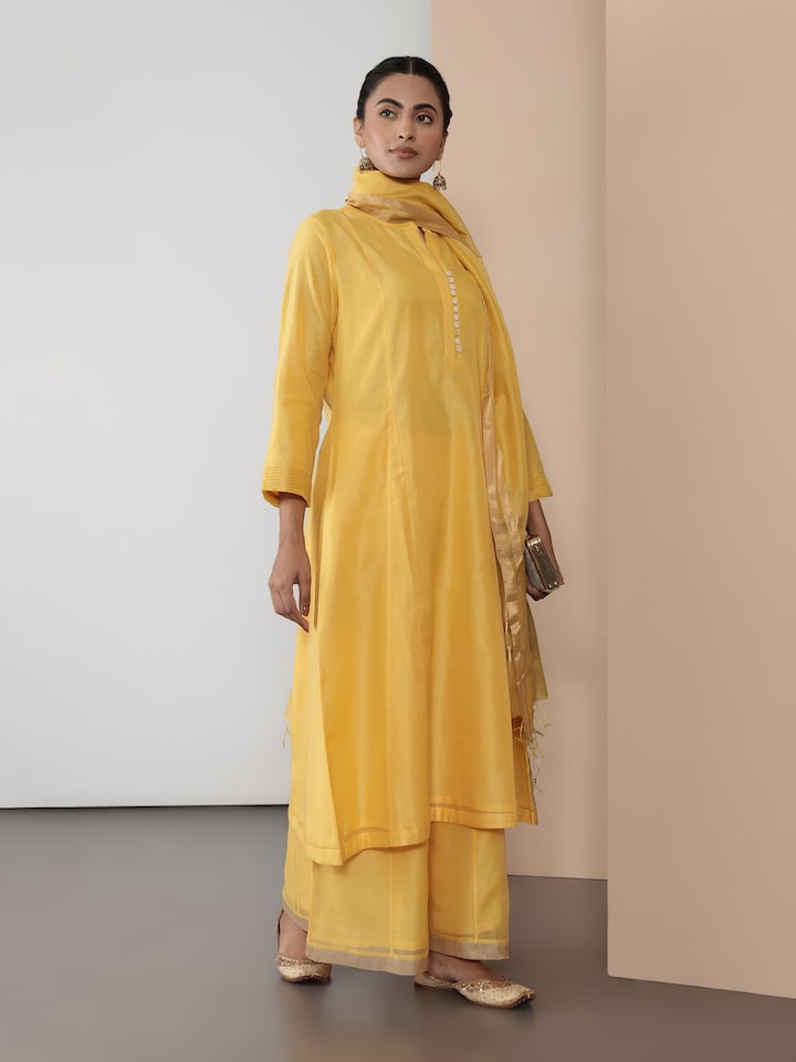 Yellow Silk Chanderi Sharara