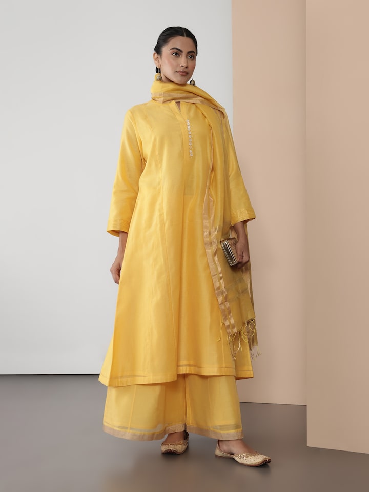 Yellow Silk Chanderi Sharara