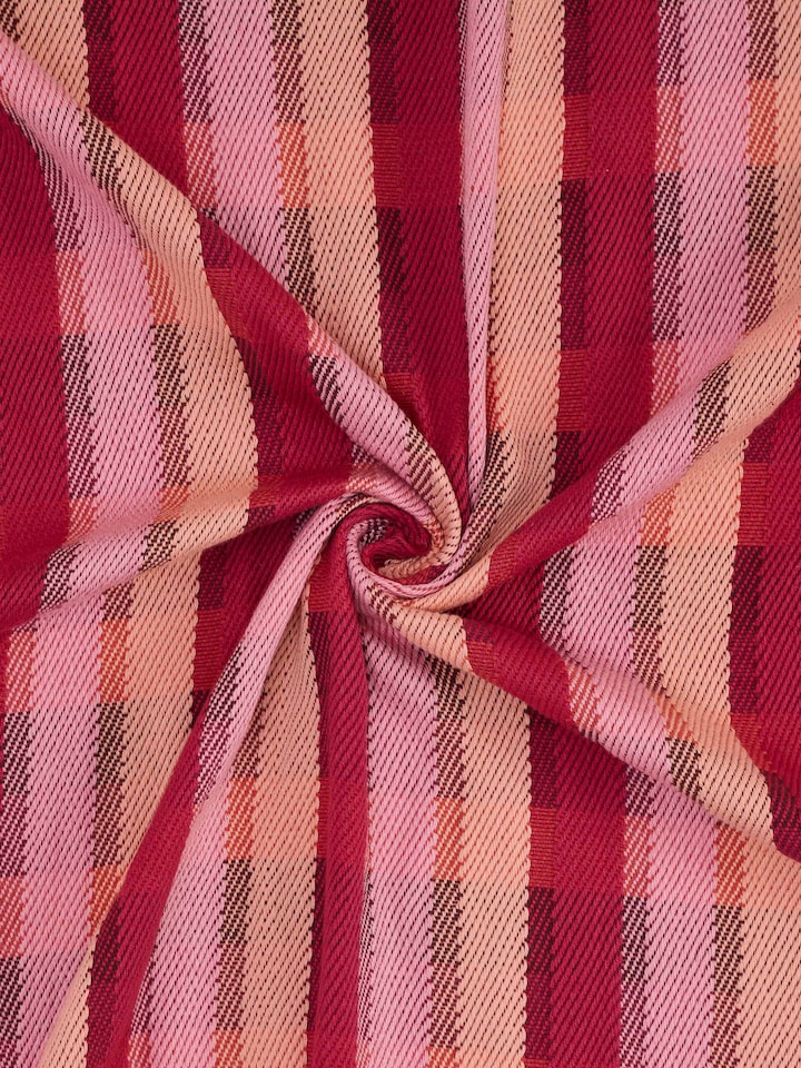 Side view of Niketa Raspberry Cotton Throw, focusing on the edges and fine weave finish.