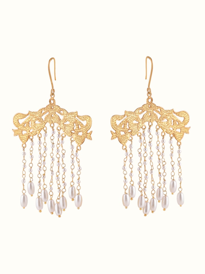 Front view of Silver Smithing Drop Earrings showcasing refined silver design with intricate details.