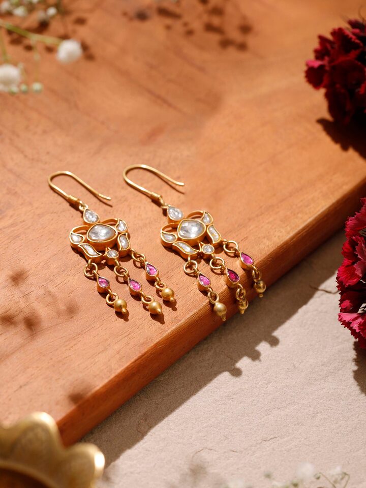 Angled view of Silver Smithing Drop Earrings highlighting the stylish drop design and high-quality silver.