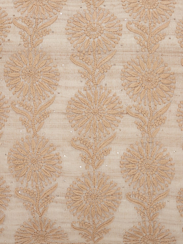 Close-up view of hand embroidery work on Pragya Cushion Cover, showcasing fine needlework.