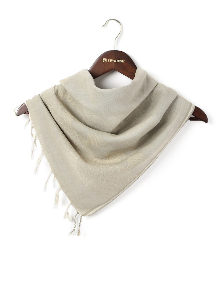 Grey Cotton Extra-weft Stole