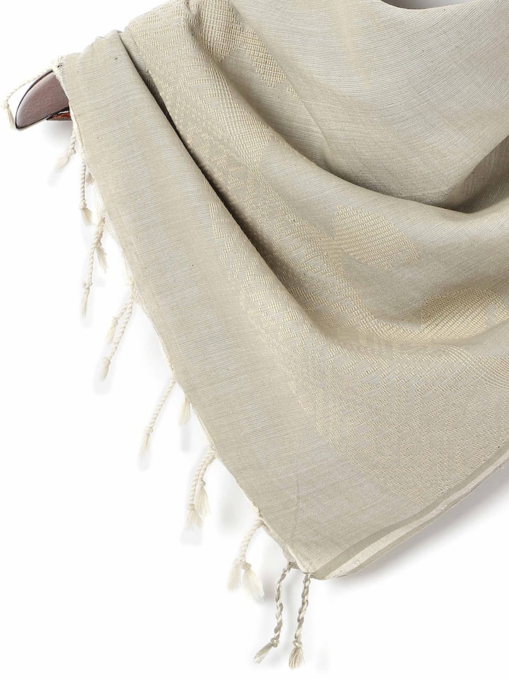 Grey Cotton Extra-weft Stole