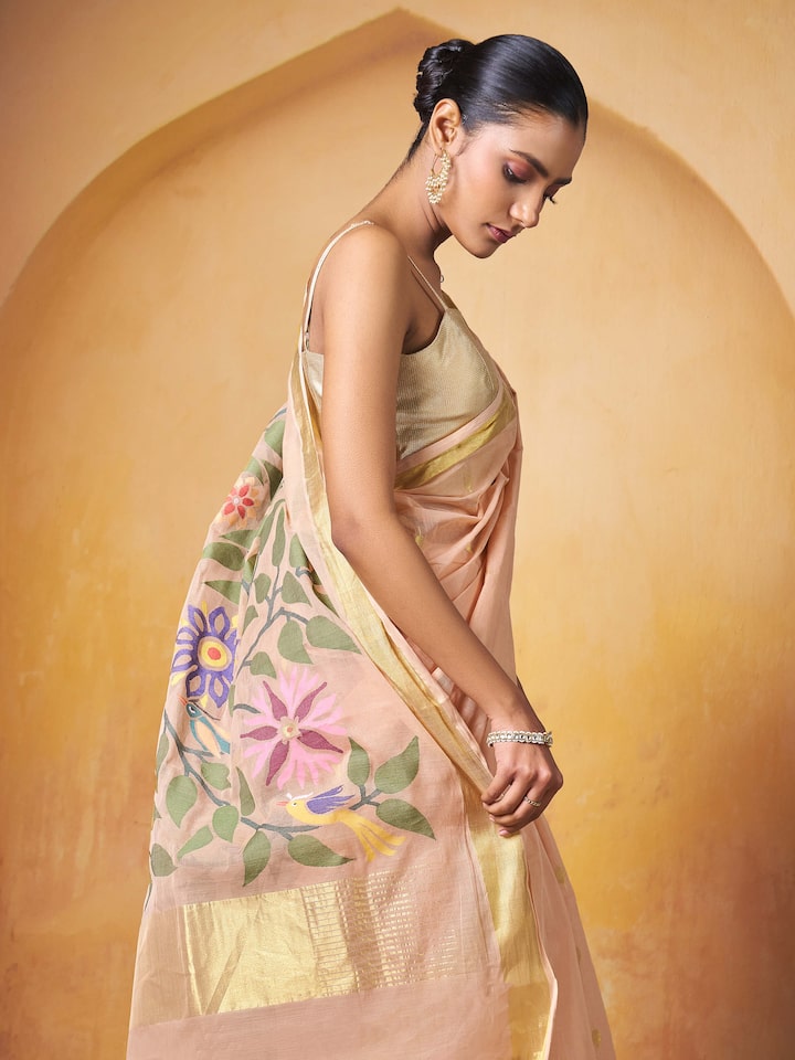 Close-up of detailed work on Cotton Venkatagiri Saree