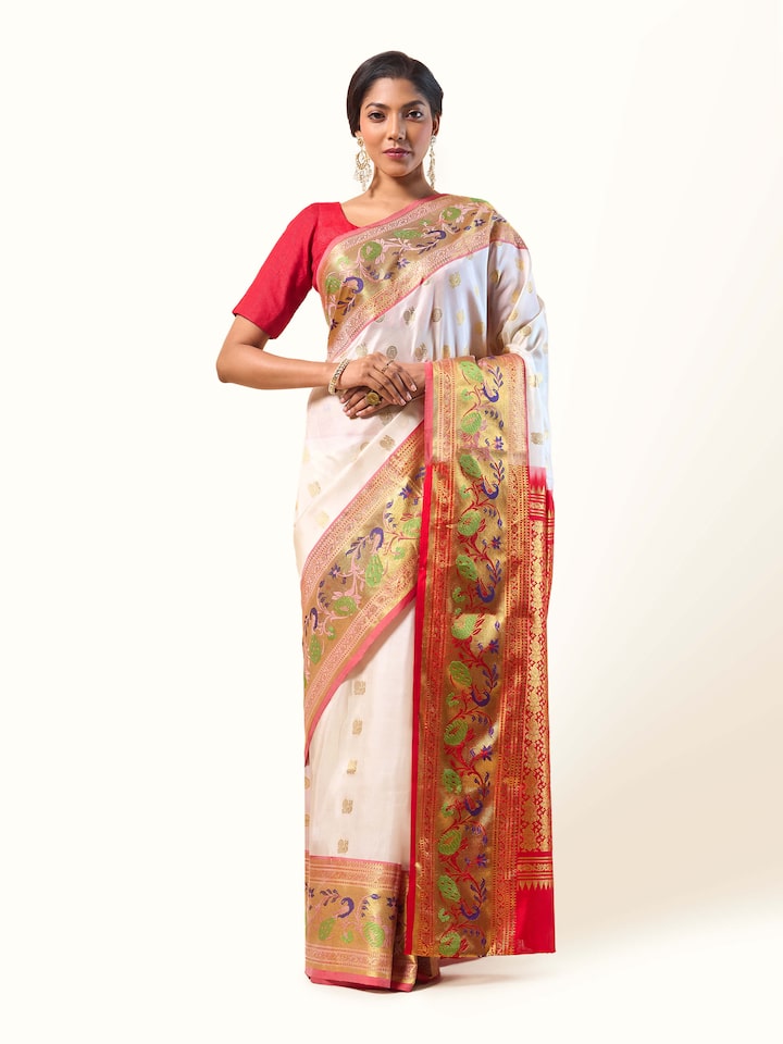 Off-white Silk Venkatagiri Saree