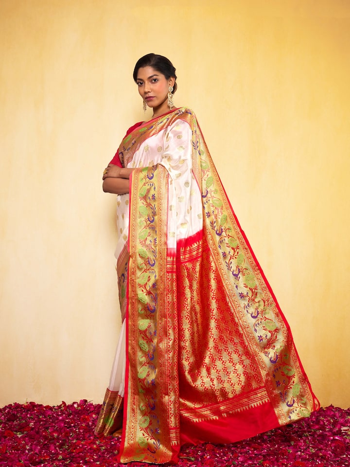 Off-white Silk Venkatagiri Saree