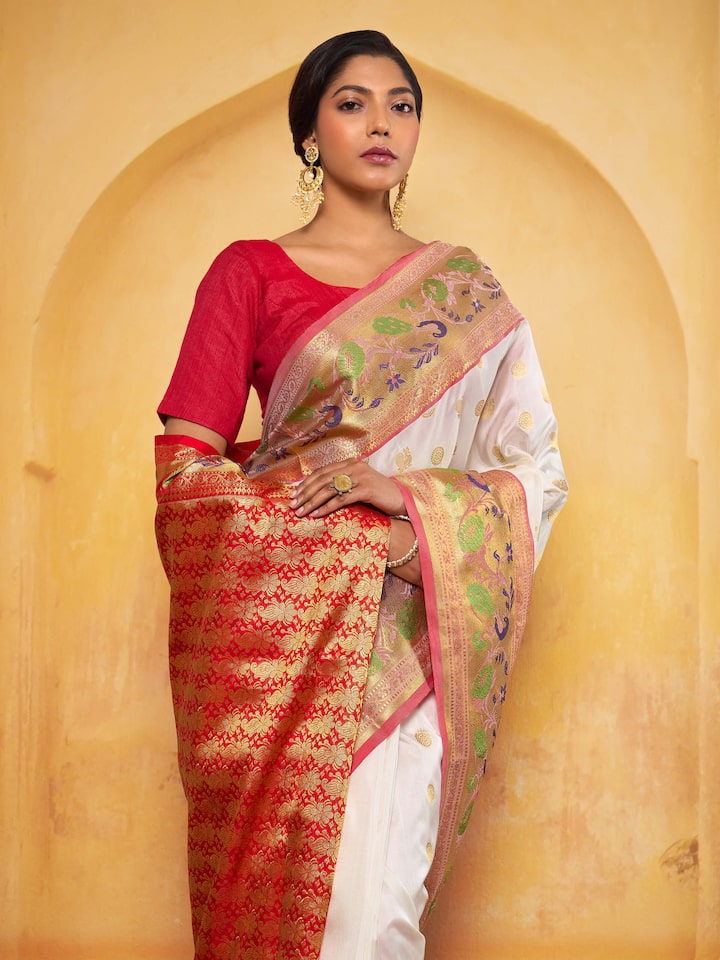 Off-white Silk Venkatagiri Saree