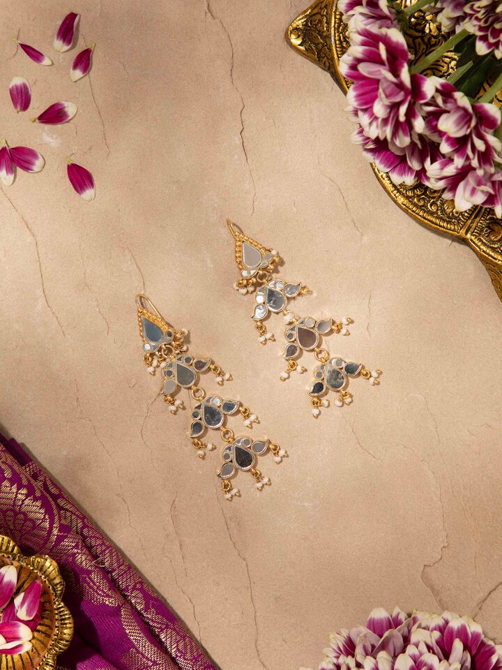 Back view of Silver Smithing Drop Earrings showing the smooth finish and secure earring fastening.