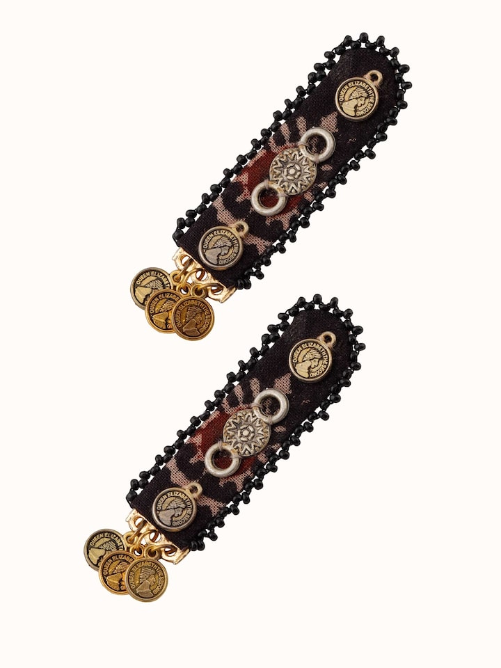 top view of ajrakh drop earrings
