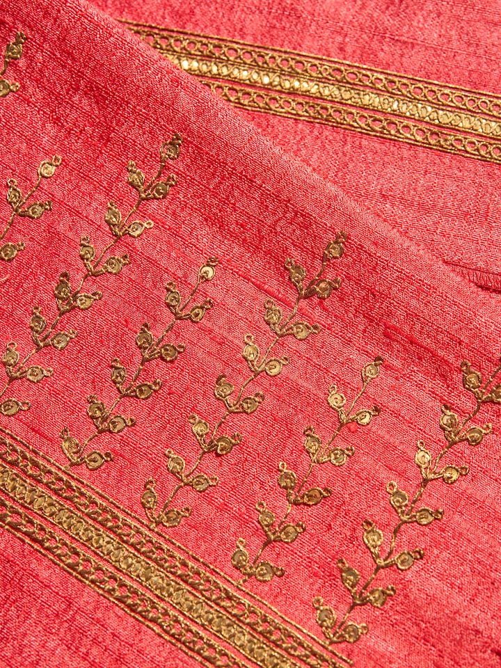 Another detail shot of Tussar silk blouse piece capturing texture and embroidery depth