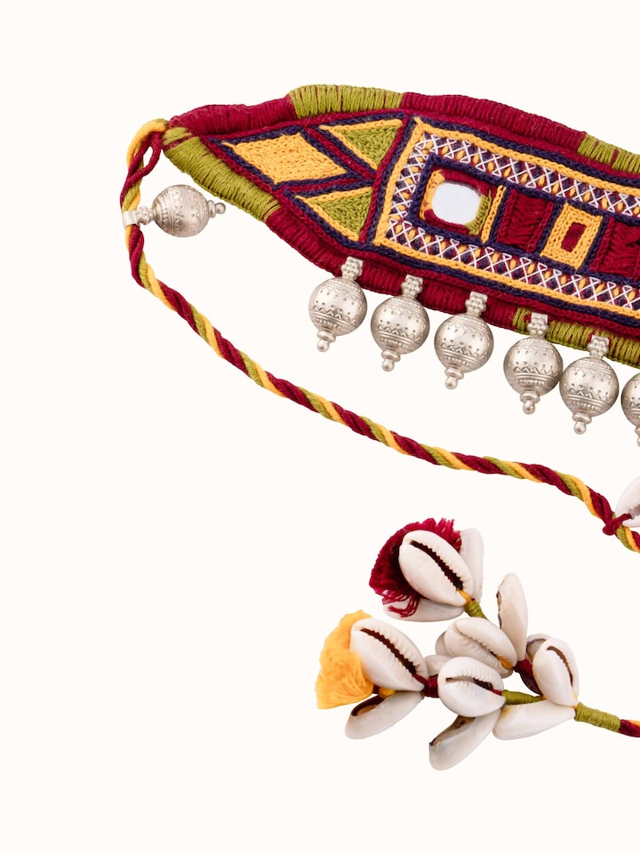 Overview of Banjara Embroidery Waist Belt showing the complete piece laid out