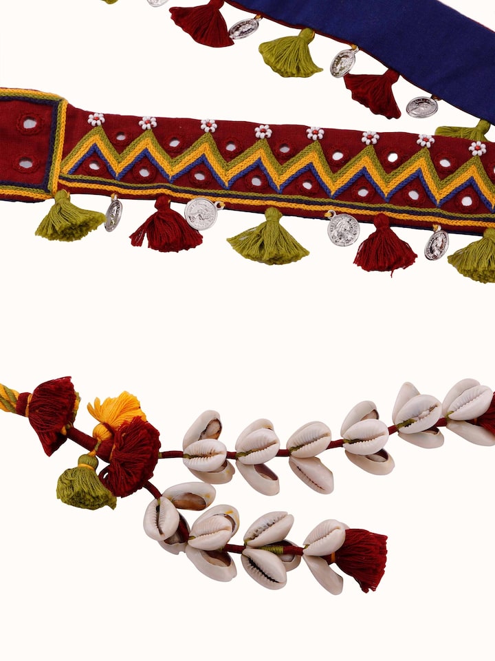 Overview of Banjara Embroidery Waist Belt showing the complete piece laid out
