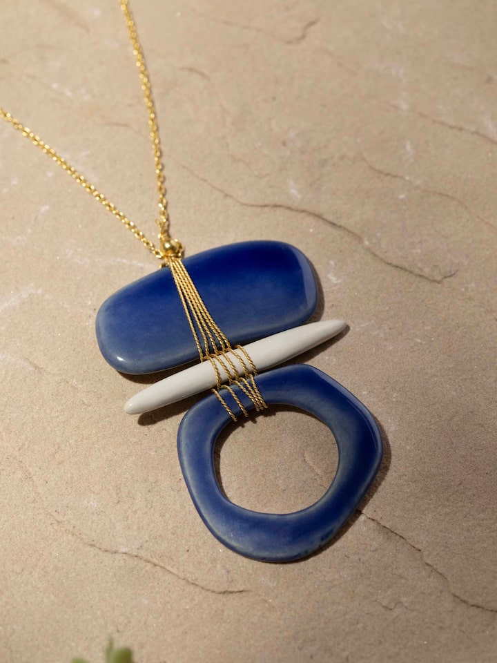 Detailed view of Ceramic Long Necklace focusing on the ceramic bead details and craftsmanship.