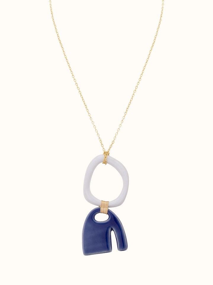 Front view of Ceramic Long Necklace featuring vibrant ceramic beads and a stylish long chain.
