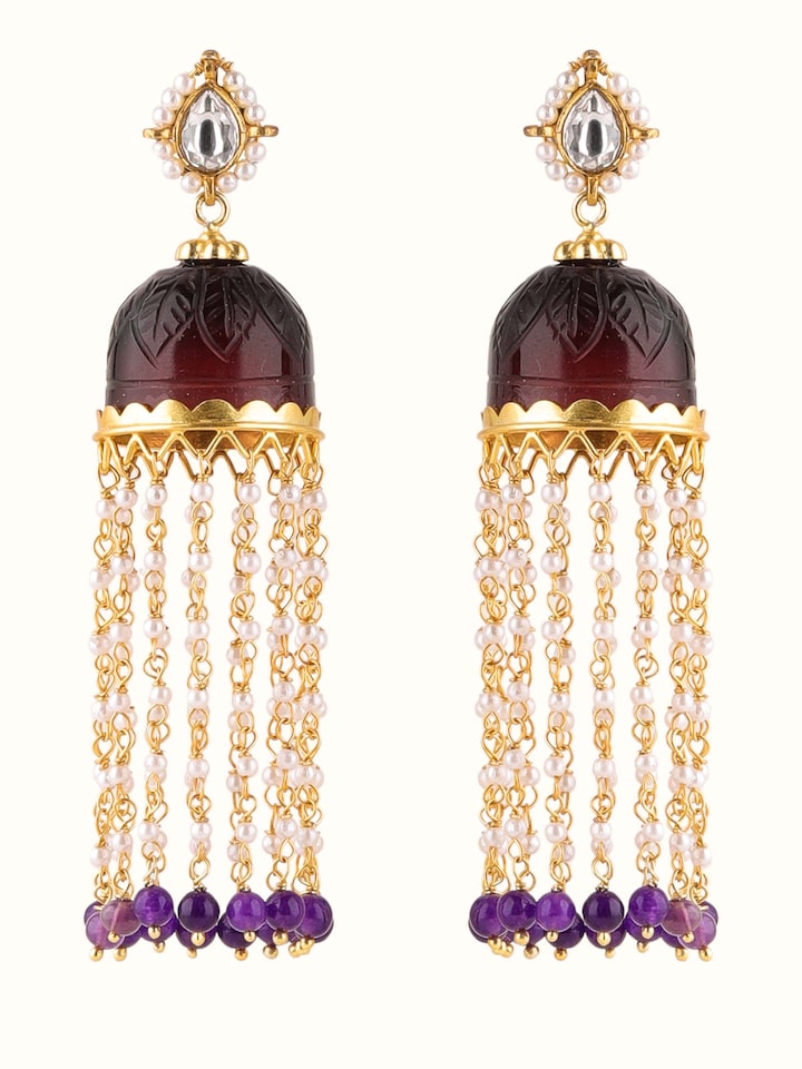Front view of Silver Smithing Jhumkas with intricate detailing and traditional design.