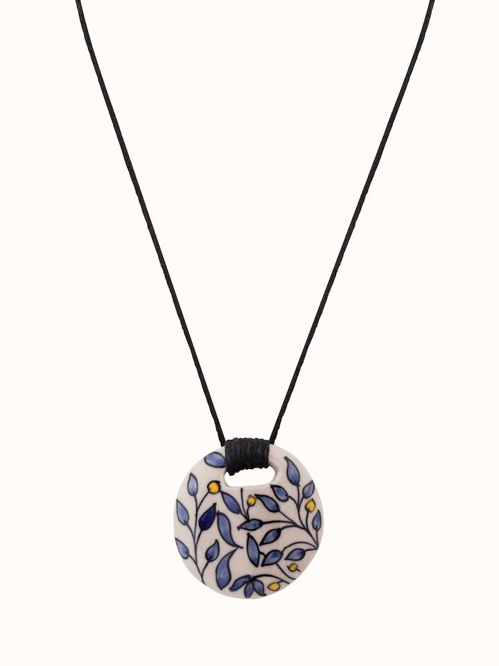 Front view of Ceramic Pendant & Chain showing the complete piece and design