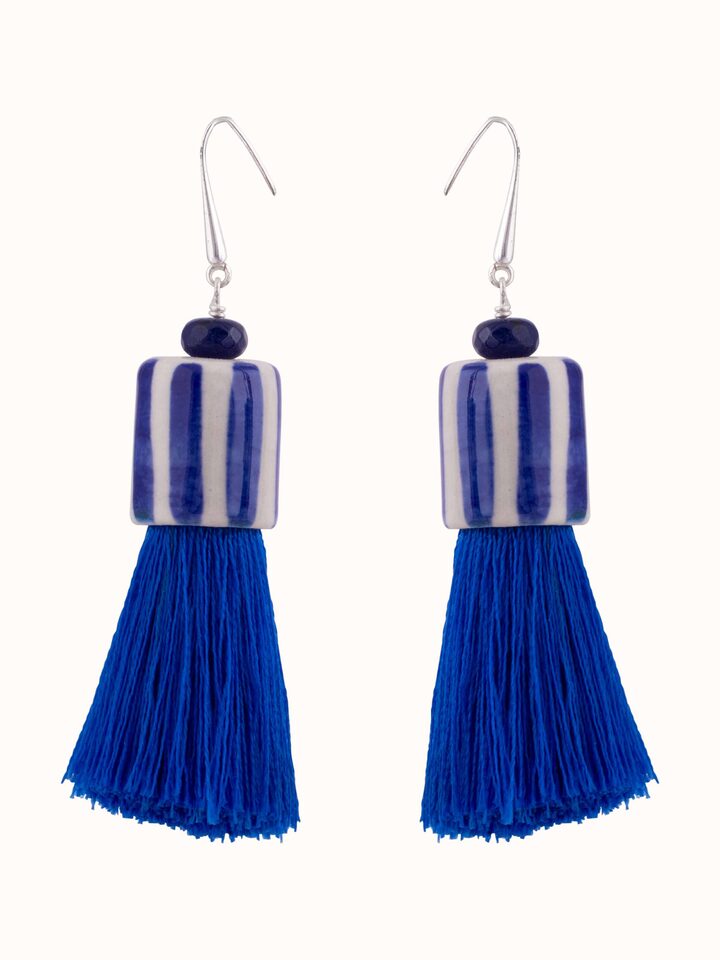 Front view of Ceramic Drop Earrings featuring elegant ceramic design.