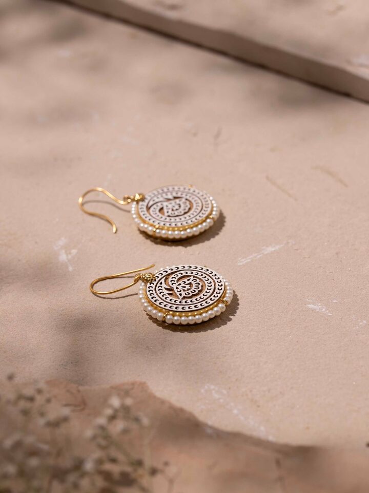 Side view of Dhokra Bracelet Set (2 pcs) highlighting detailed metalwork.