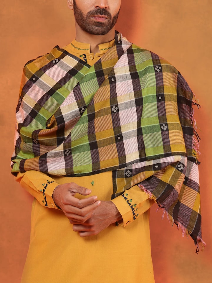 Green Woollen Bengal Jamdani Stole