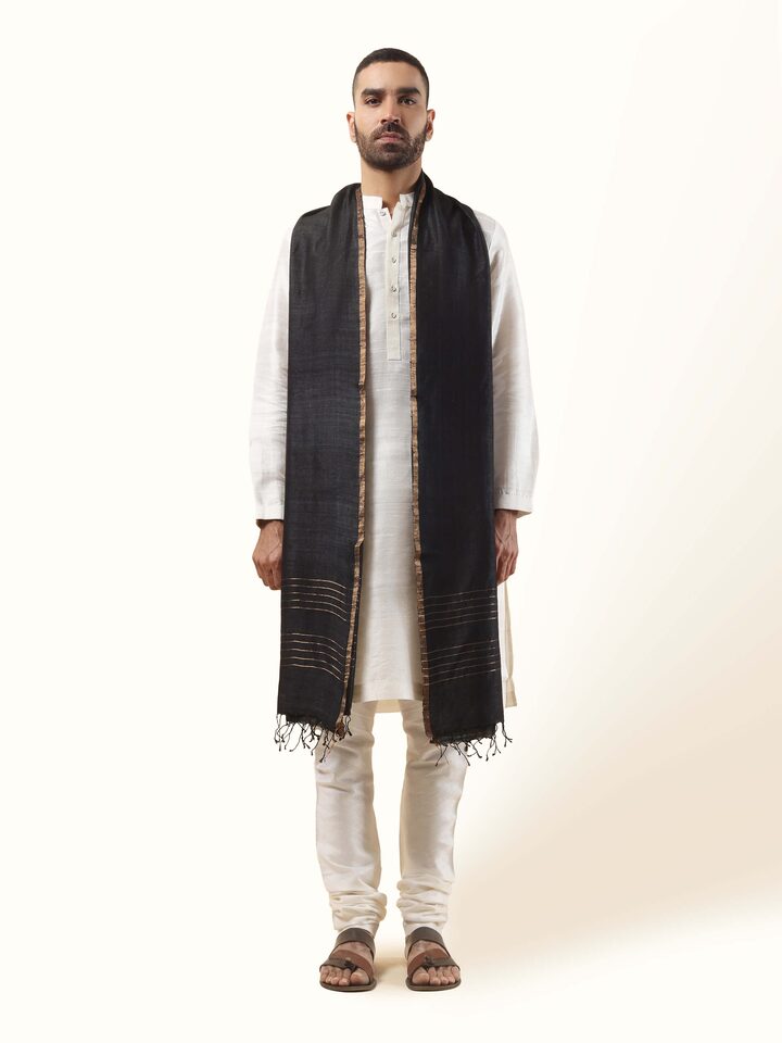 Black Matka Silk Stole