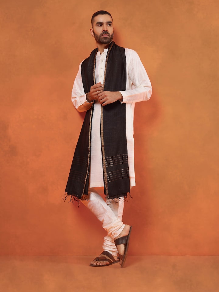 Black Matka Silk Stole