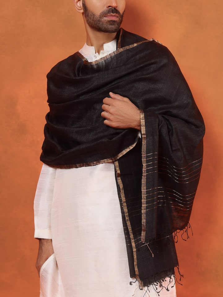 Black Matka Silk Stole