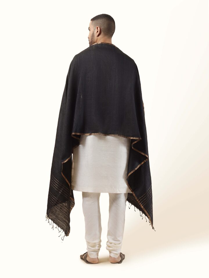 Black Matka Silk Stole