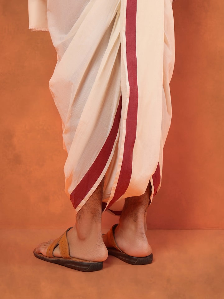 Red Cotton Angavastram Set (2Pcs)
