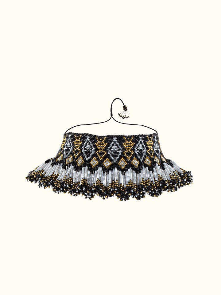 Front view of Glass Beads Choker showcasing colorful glass beads and elegant design.