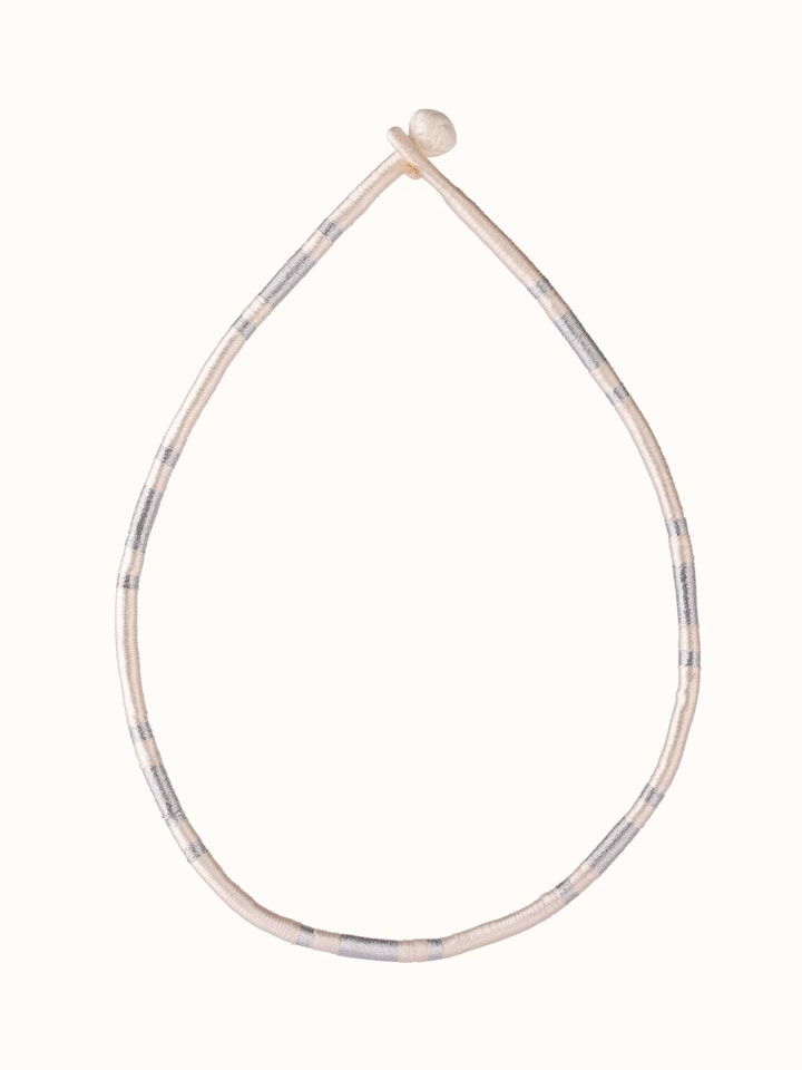 Front view of Patwa collar necklace showcasing its intricate embroidery and vibrant design