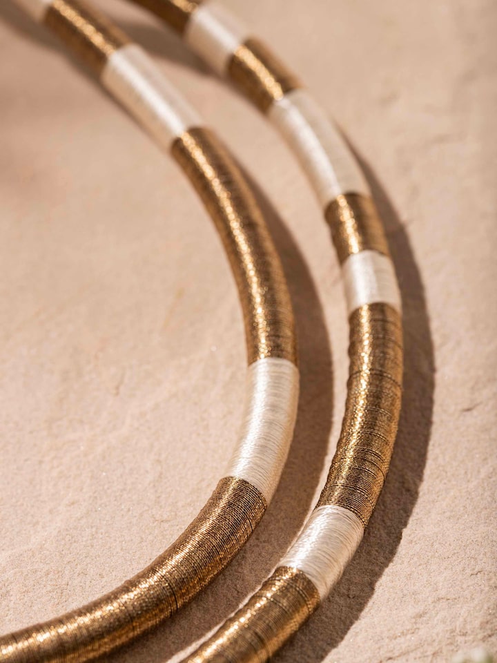 Detailed close-up of Patwa collar necklace focusing on intricate beadwork and design