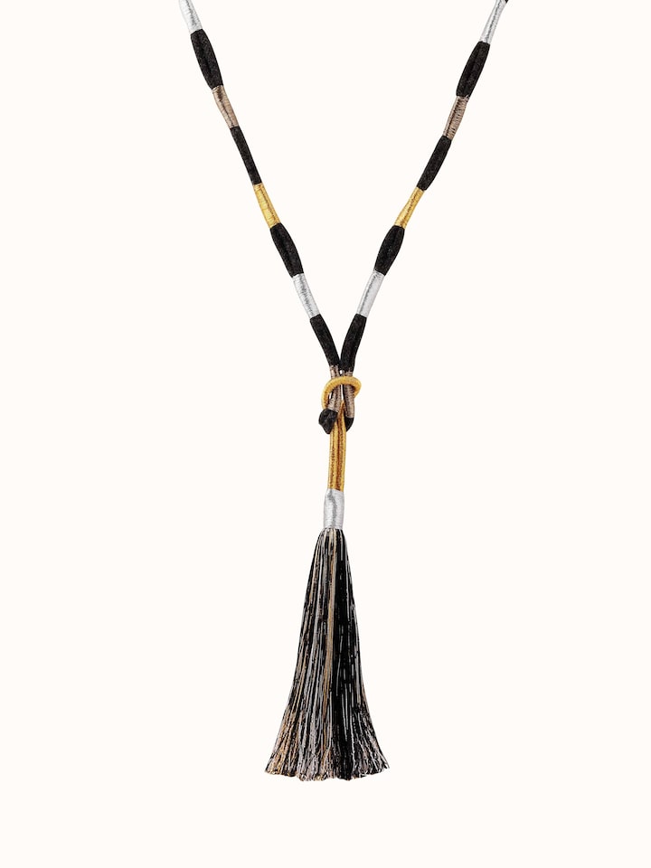 Front view of Patwa Long Necklace showcasing intricate design and pattern.